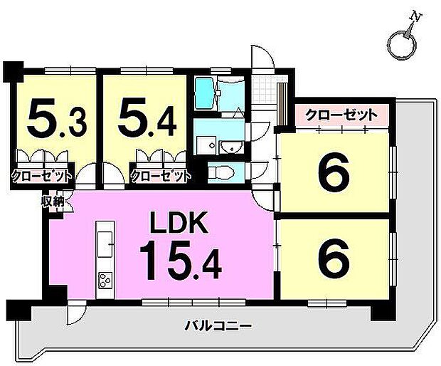 シティライフ箱崎7(4LDK) 6階の間取り