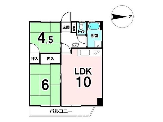 第一西の京マンション(2LDK) 4階の間取り