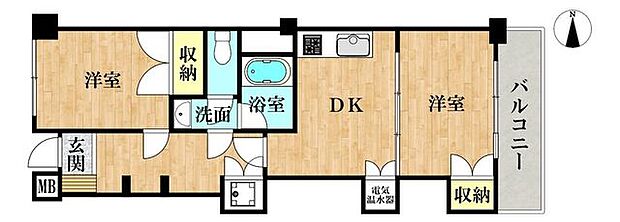 蒲田フラワーマンションB棟(2DK) 4階の間取り