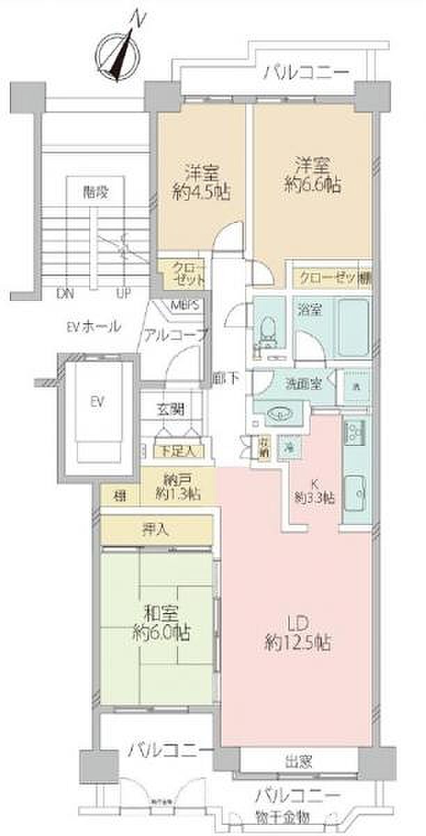 パークシティ新川崎・東一番街Ｊ棟(3LDK) 3階の間取り