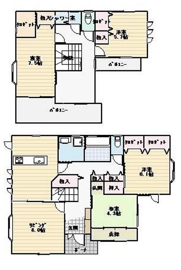 土浦市下高津2丁目　中古戸建(4LDK)の間取り