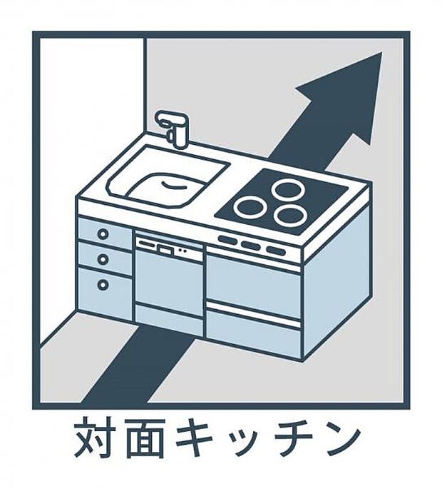 【対面キッチン】家族の会話を楽しみながらお料理が出来る対面キッチン