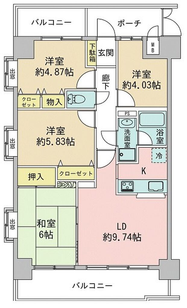 専有面積70.0平米、ゆとりある4LDK