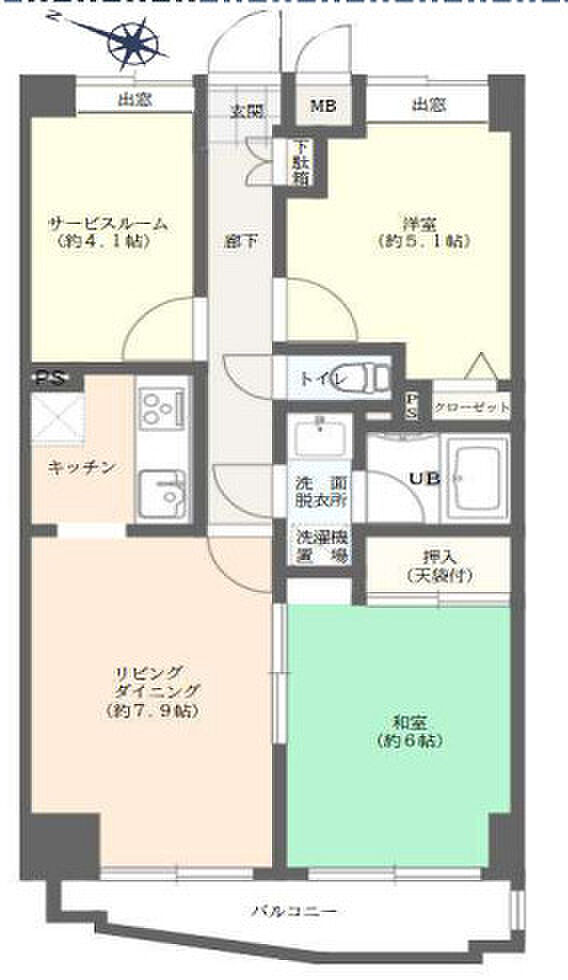 専有面積56.18平米、バルコニー面積5.64平米〜広々とした2LDK＋S