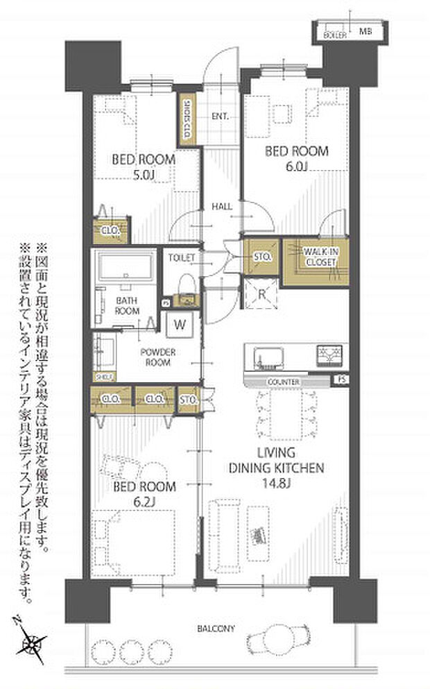 専有面積71.57平米、バルコニー面積12.40平米〜収納豊富な3LDK