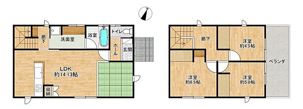 3LDK、土地面積170.94m2、専有面積90.41m2