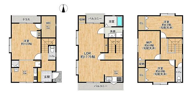 3SLDK、土地面積87.05m2、建物面積128.13m2