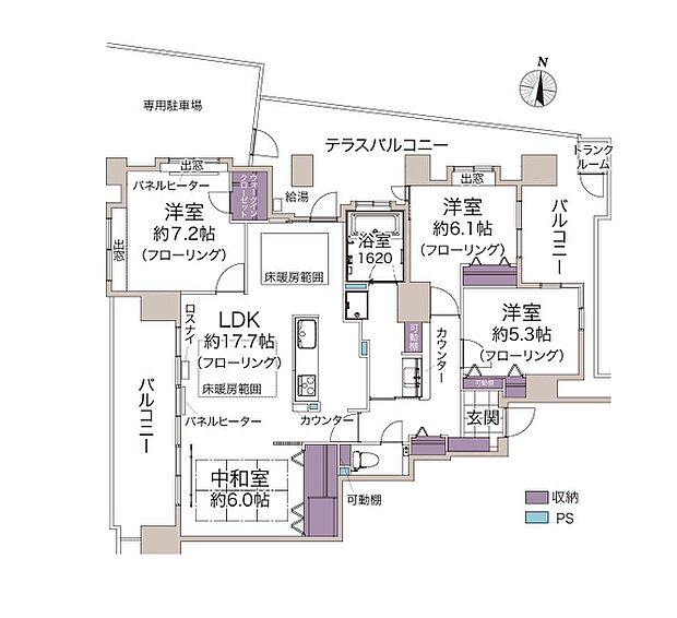 ジェネラス平岸弐番館(4LDK) 1階/101の間取り