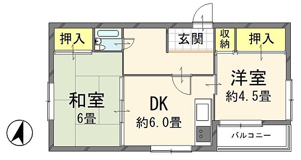 ヴィラ浦和(2DK) 3階の間取り