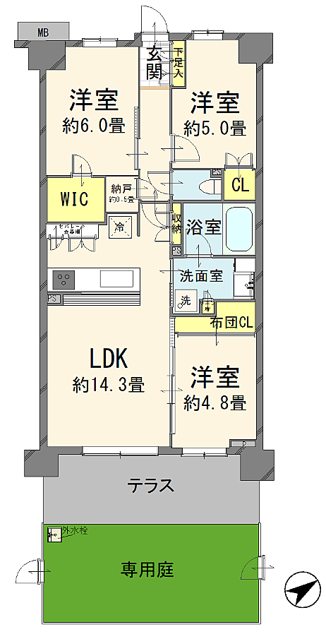 専用庭付きの素敵なお部屋です