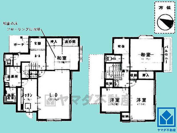 宇治市羽戸山3丁目　中古戸建(4LDK)の間取り