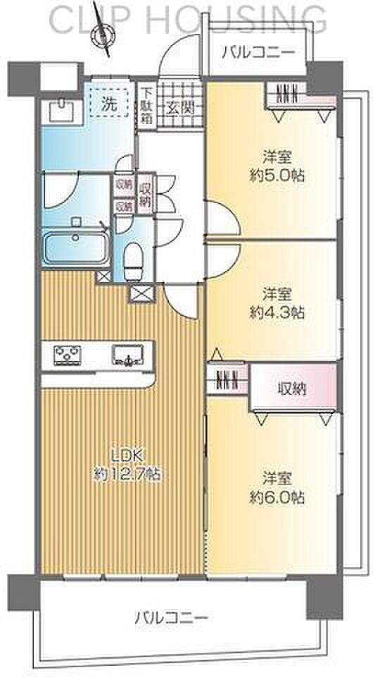 クリオ八王子壱番館(3LDK) 13階の間取り