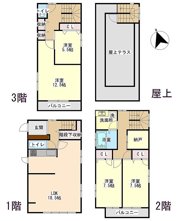 姫路市庄田　中古戸建(4SLDK)の間取り