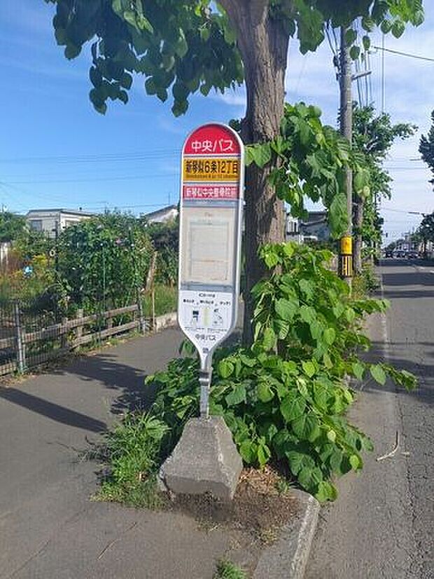 最寄りのバス停は「新琴似6-12」地下鉄南北線麻生駅行きのバスに乗車できます。乗車時間は10分、バス停まで徒歩2分です。