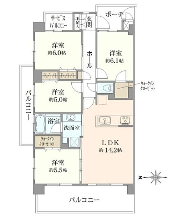 サーパス南橋本（リノベーション住宅）(4LDK) 2階/201の間取り