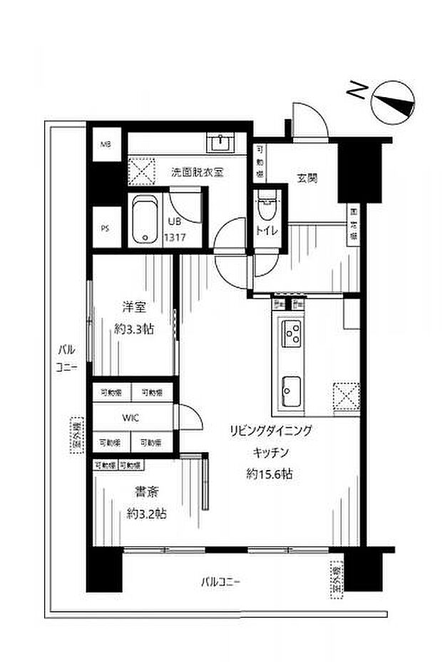 間取り詳細：1LDK＋WIC＋書斎