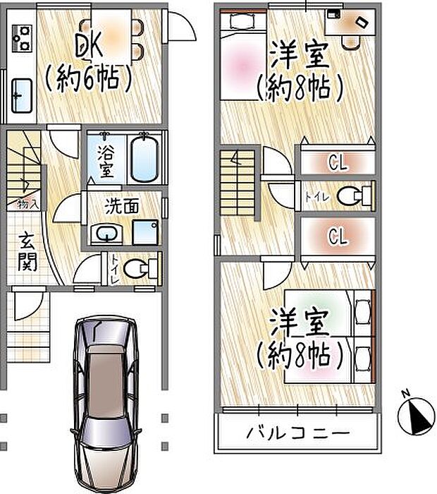 熊野町4丁目(2DK)の間取り