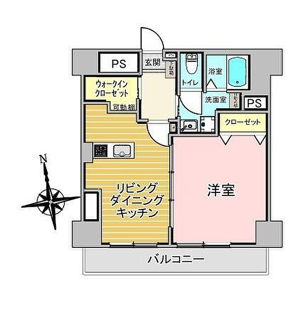 1LDK専有面積　39.55m2バルコニー面積　6.30m2