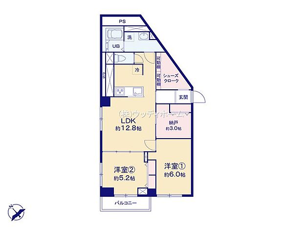 東武越谷サンライトマンション　中古マンション(2SLDK) 2階の間取り
