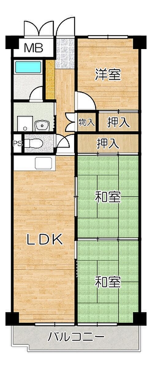 ライオンズマンション舞子(3LDK) 2階の間取り