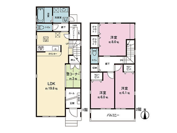 間取図。図面と異なる場合は現況を優先。