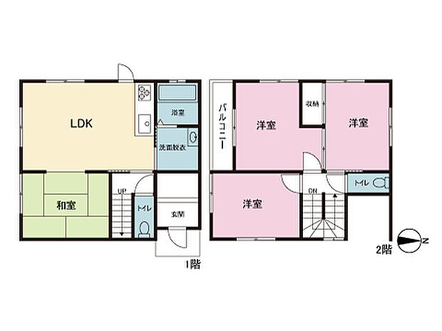 間取図。図面と異なる場合は現況を優先。