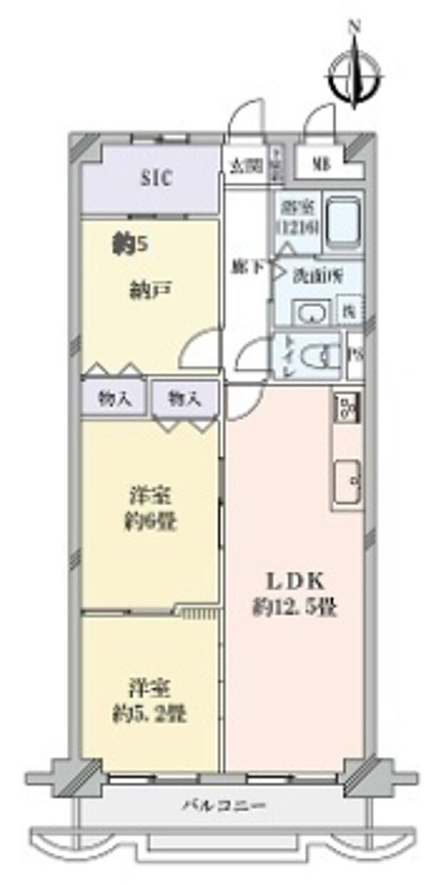 コープ野村梅田A棟(2SLDK) 6階の間取り