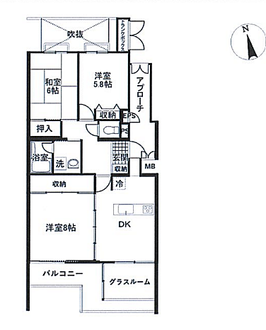 日当たり良好な３LDK中古マンション