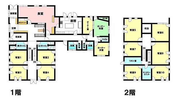 大自然に囲まれた広々ペンション　スキー場も近く別荘に最適(13LDK)の間取り