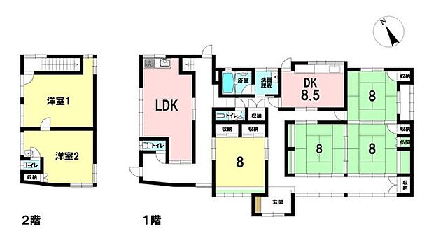 のどかな住まい環境に、大家族向けのひろびろとした住宅(6SLDK)の間取り