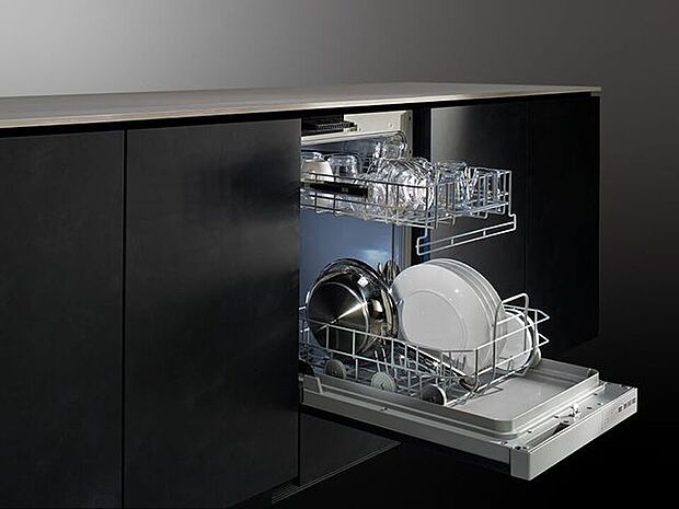 リンナイフロントオープン食洗機！大容量で食器と調理器具まとめて一度に洗える。節水・家事時間短縮。