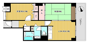 高見フローラルタウンイーストスクエア２７(2LDK) 4階/403の間取り