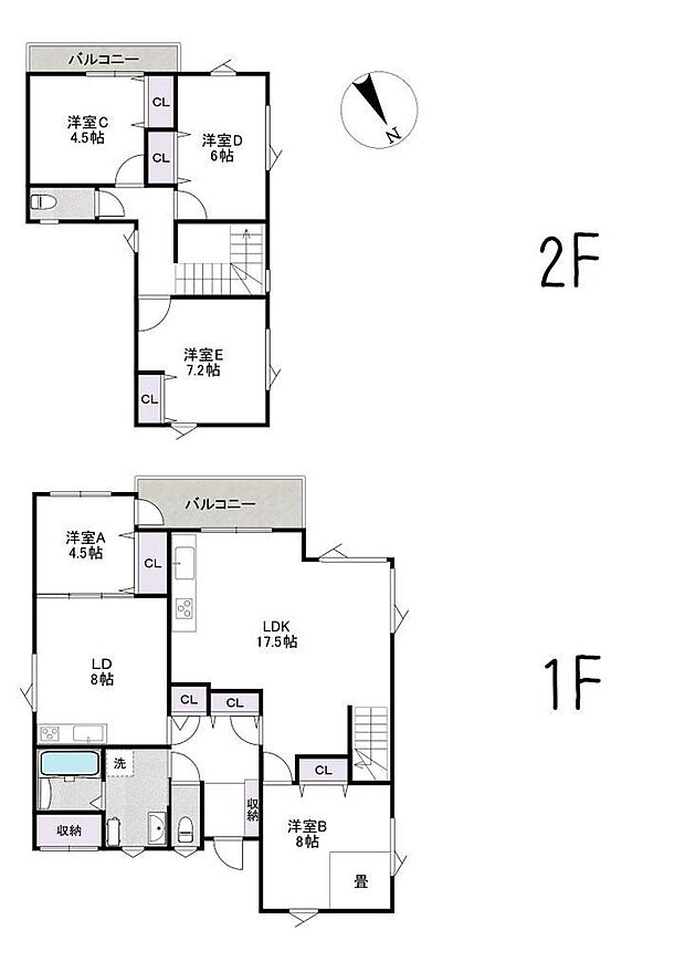 あいの里３条２丁目(5LDK)の間取り