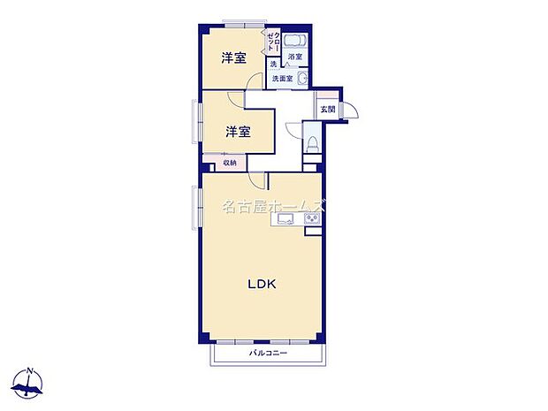 マンション向陽台Ａ棟(2LDK) 1階/101号室の間取り