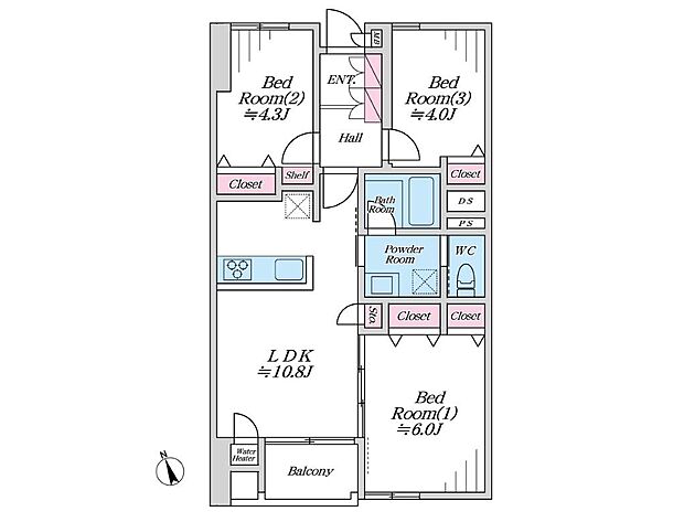 ライオンズマンション川口本町(3LDK) 2階の間取り