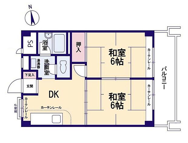 川口栄町グレースマンション(2DK) 7階の間取り