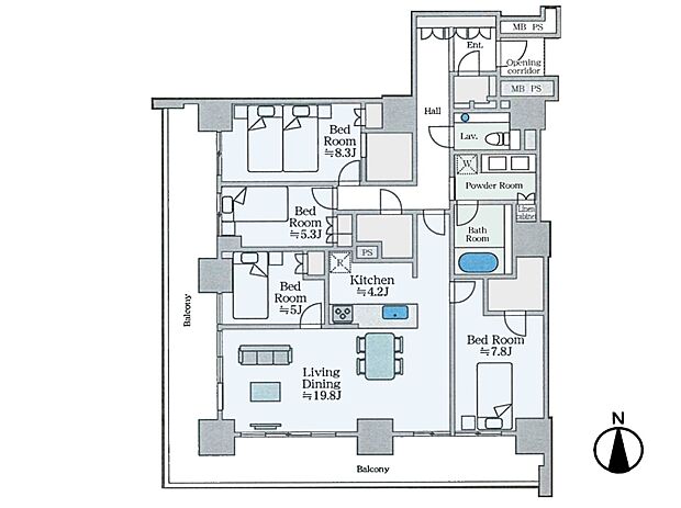 グランドミットタワーズ大宮スカイタワー(4LDK) 29階の間取り