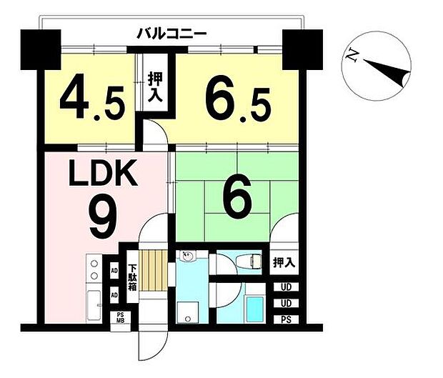 八王子スカイマンション(3LDK) 7階の間取り