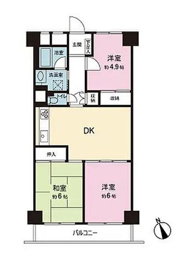 日商岩井第一春日部マンション(3LDK) 7階の間取り