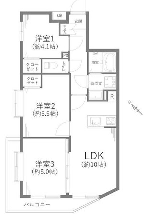 シティコーポパルナスみずほ台　4階(3LDK) 4階の間取り