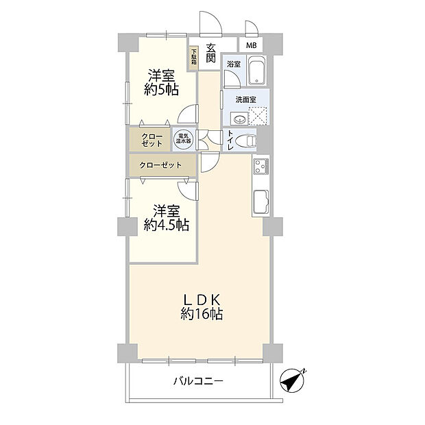 栄町ダイヤハイツ(2LDK) 5階の間取り