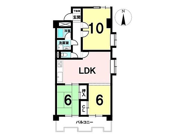 ハイレジデンス萩原苑(2LDK) 2階の間取り