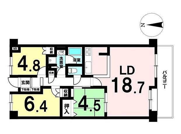 藤和シティーコープ神山(3LDK) 3階の間取り