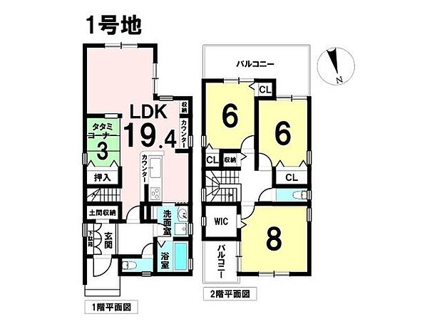 新築戸建　一宮市浅井町　1号棟(3LDK)の間取り