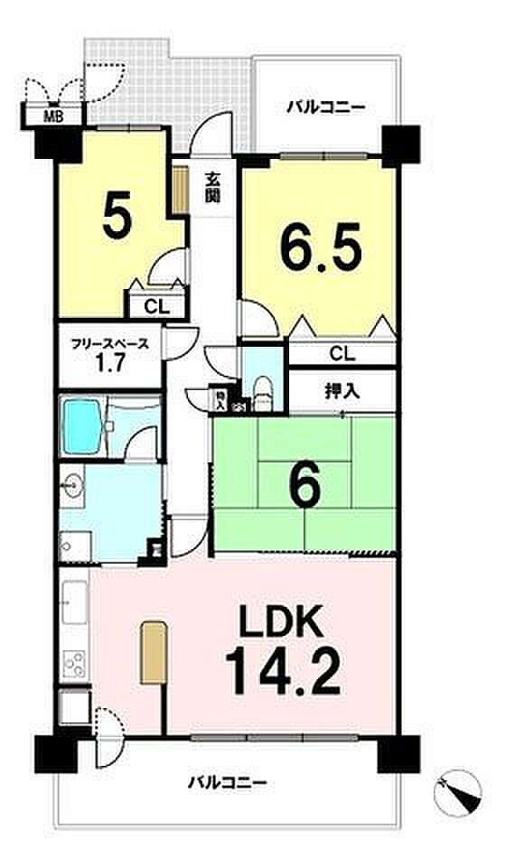 アクアフォレスタ・ルネ稲毛(3SLDK) 3階の間取り