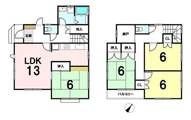 畑町(4LDK)の間取り