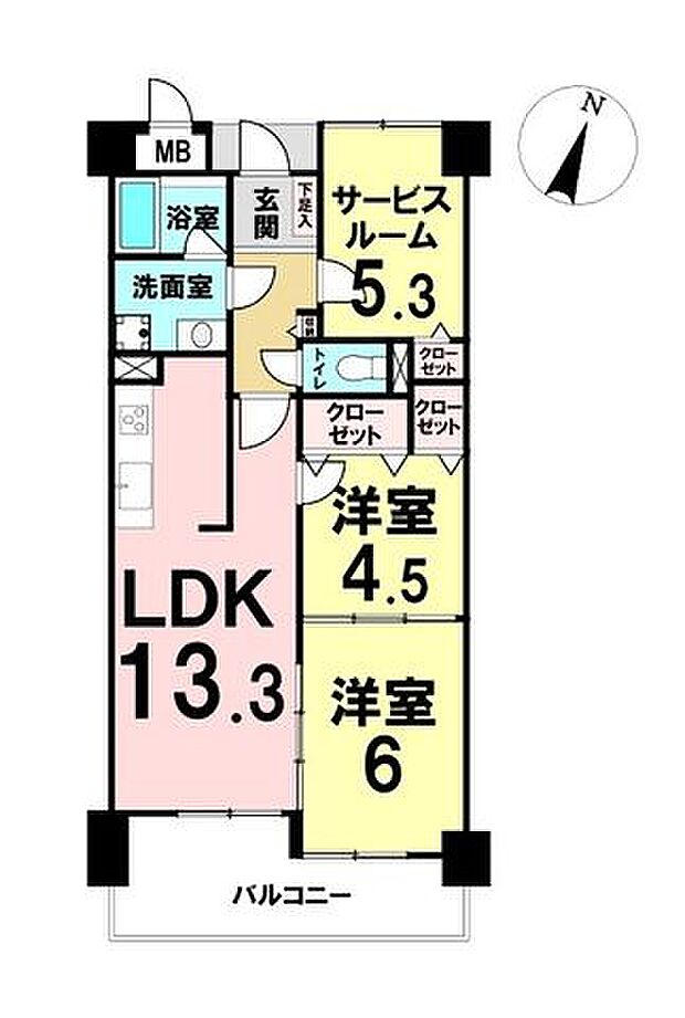 ロイヤルシャトー名取(2SLDK) 3階の間取り