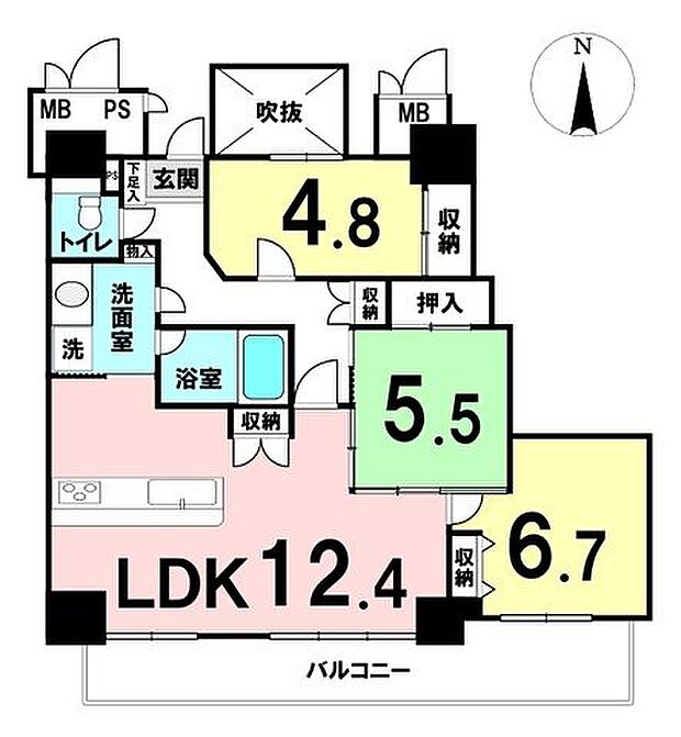 ライオンズタワー仙台長町(3LDK) 20階の間取り