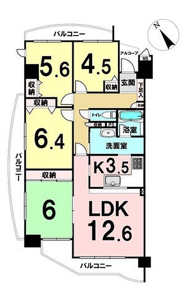 チサンマンション八木山香澄町(4LDK) 4階の間取り