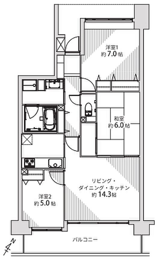 グラン・コート鴻巣II(3LDK) 2階の間取り